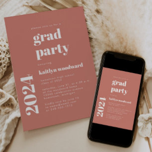 2026 Bold Typography Terracotta Graduation Party Invitation