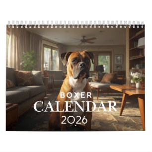 2026 Boxer Dog Wall Calendar 12 Month Calendar