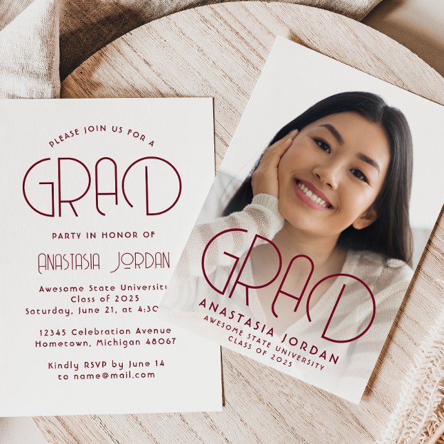 2026 Burgundy White Graduation Party Invitation (Creator Uploaded)