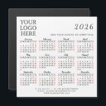 2026 Business Calendar Magnet Company Logo Simple<br><div class="desc">This simple square 2026 magnetic calendar is a template to place your logo, add company contacts, slogan or another text for your clients and colleagues. Months are in script font. Saturdays and Sundays are in red to plan and discuss the working days with ease. It's a practical gift idea for...</div>