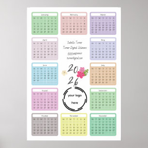 2026 Business Calendar With Your Logo , Colorful M Poster