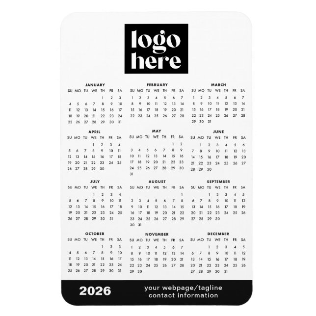 2026 Business Logo Magnet Calendar (Vertical)
