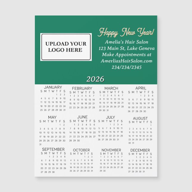 2026 Business Logo Mini Calendar (Front)