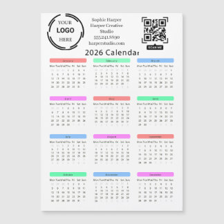 2026 Business Your Logo QR Calendar Colorful Moder