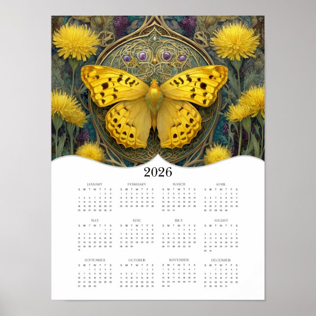 2026 Butterfly Fantasy Art Full Year Calendar Poster (Front)