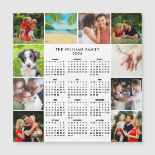 2026 Calendar 10 Photo Collage Family Magnet