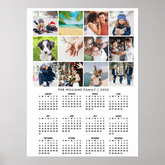 2026 Calendar 12 Photo Collage Poster (Front)