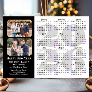 2026 Calendar 2 Photo Modern Black Simple Magnetic