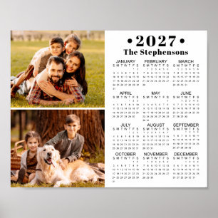 2026 Calendar 2 Photos Personalised Poster