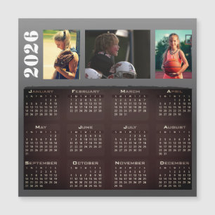 2026 Calendar 3 Photo Collage Magnet Card