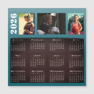 2026 Calendar 3 Photo Collage Magnet Card