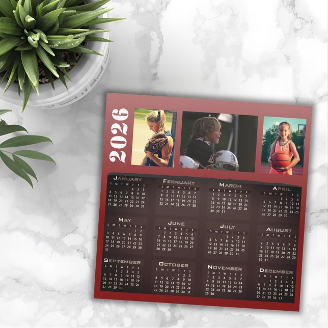 2026 Calendar 3 Photo Collage Magnet Card (Creator Uploaded)