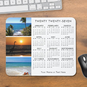 2026 Calendar 3 Photo Personalised Custom Colour Mouse Pad