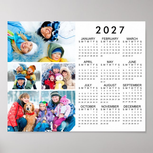 2026 Calendar 4 Photo Simple Poster (Front)