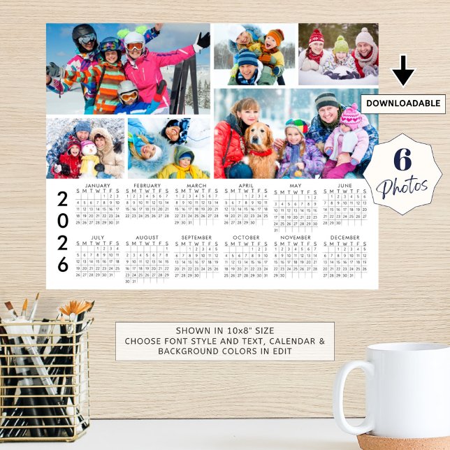 2026 Calendar 6 Photo Collage Personalized Poster (Creator Uploaded)