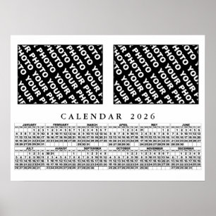 2026 Calendar Add 2 Photos Poster 24x18in