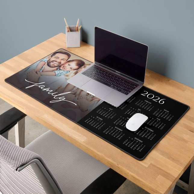 2026 Calendar and  Family Script Gradient Photo Desk Mat (Creator Uploaded)