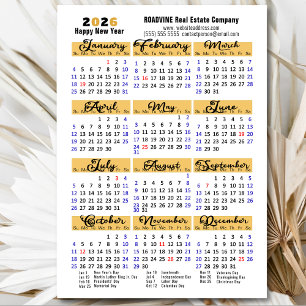 2026 Calendar Black Minimalist Corporate Magnetic