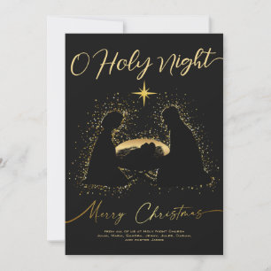 2026 Calendar Black Nativity Manger O Holy Script Holiday Card