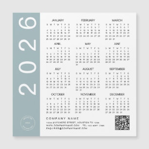 2026 Calendar Blue Border QR Code Company Logo