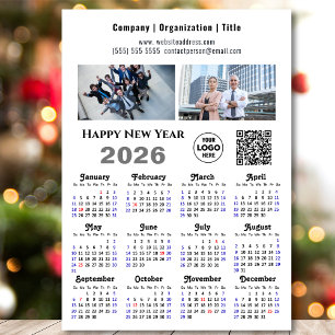 2026 Calendar Business 2 Photo Logo QR Magnetic