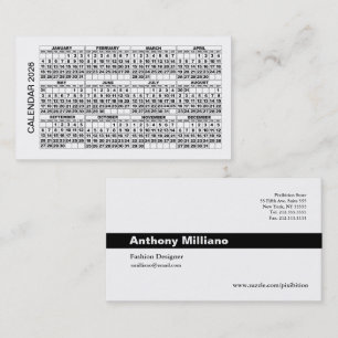 2026 Calendar Business Card horizontal White