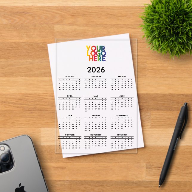 2026 Calendar Business Logo Corporate Office Clear Acrylic Invitations (Insitu (Invitation Card))