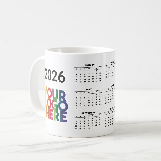 2026 Calendar Business Logo Corporate Office Gift Coffee Mug (Front Left)