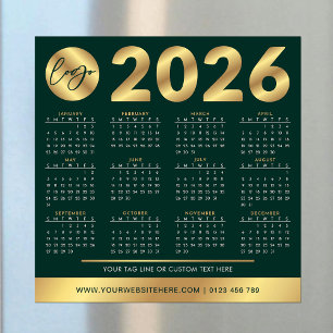 2026 Calendar Business Logo Green & Gold Corporate