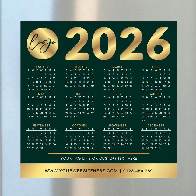 2026 Calendar Business Logo Green & Gold Corporate (Creator Uploaded)