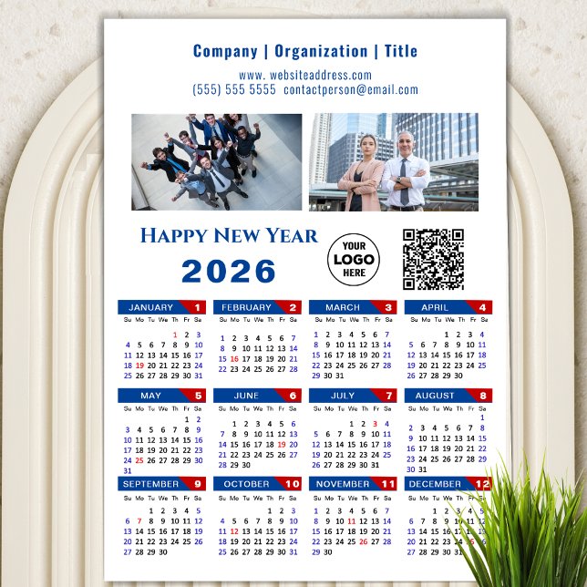 2026 Calendar Business Logo QR code Blue Magnetic (Creator Uploaded)