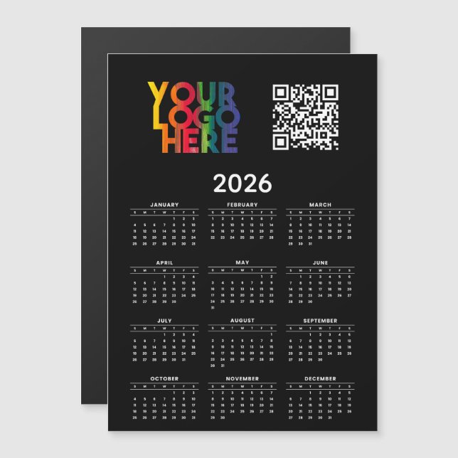 2026 Calendar Business Logo QR Code Magnetic Card (Front/Back)
