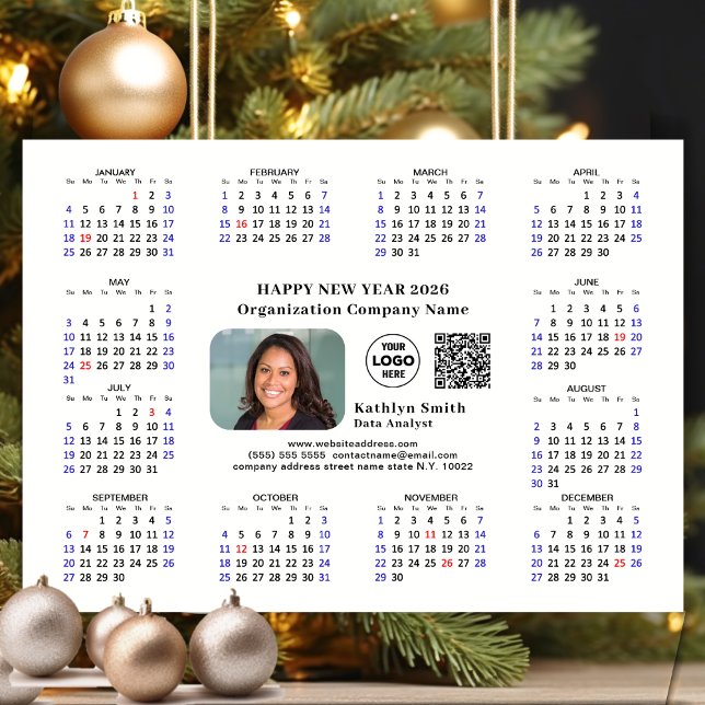 2026 Calendar Business Logo QR Modern Black Simple (Creator Uploaded)