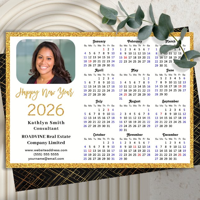 2026 Calendar Business Modern Photo Magnetic Card (Creator Uploaded)
