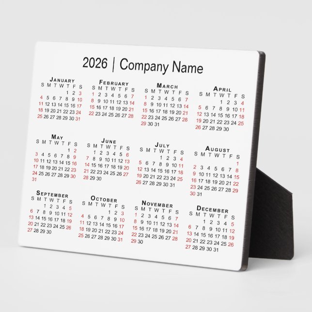2026 Calendar Business Name Desktop Plaque (Side)