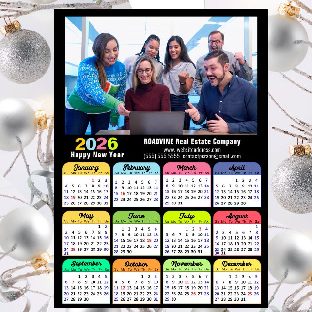 2026 Calendar Business Photo Modern Black Magnetic (Creator Uploaded)