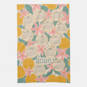 2026 Calendar - citrus & blossoms Tea Towel