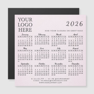 2026 Calendar Company Logo Business Blush Pink