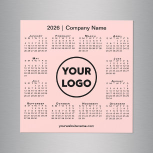 2026 Calendar Company Logo on Coral Pink Magnet
