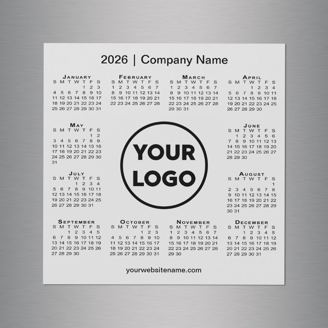 2026 Calendar Company Logo on Light Grey Magnet (2026 Calendar Company Logo on Light Grey Magnet, in situ)