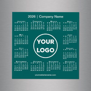 2026 Calendar Company Logo on Teal Green Magnet