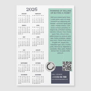2026 Calendar Company Logo QR Code Magnetic Card
