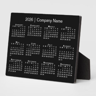 2026 Calendar Company Name Black Desktop Plaque