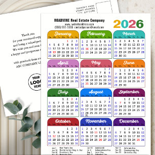2026 Calendar Corporate Minimalist New Year  Holiday Postcard