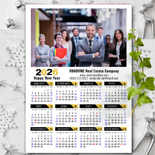 2026 Calendar Corporate Photo Black Simple Magnet