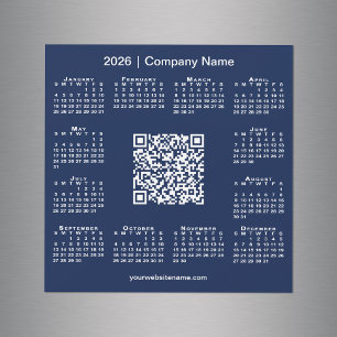 2026 Calendar Custom Business QR Code Navy Magnet