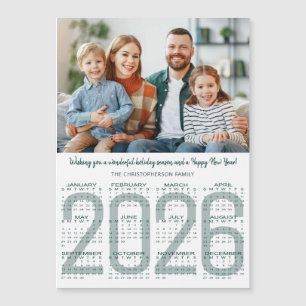 2026 Calendar Custom Colour Modern Christmas Card