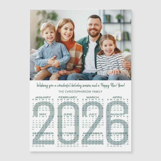 2026 Calendar Custom Colour Modern Christmas Card (Front)