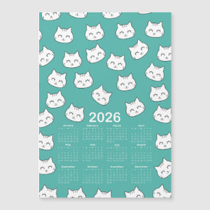 2026 Calendar cute cat faces Pattern