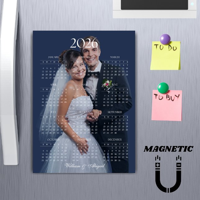2026 Calendar Editable Colour Custom Photo Magnet (Creator Uploaded)